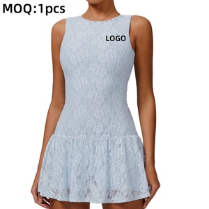 Aoyema da donna abbigliamento sportivo abito leggero in pizzo a maglia nuda sottaceto traspirante con cerniera stile Comfort Pickleball vestito da Tennis abito da Tennis - Product Image 1