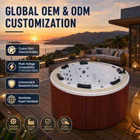 Bain à remous extérieur rond moderne et élégant pour 6 personnes avec jets de massage et hydrothérapie, populaire en Europe pour les villas et les hôtels