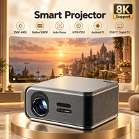 Projecteur 1080p Full HD natif, Smart WiFi, Android, vidéo, autofocus, haut-parleurs HiFi, télévision numérique DVB-T2, home cinéma