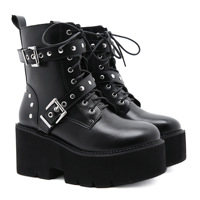 Bottes punk pour femmes CHENO, plateforme personnalisée, style gothique, blanches, vintage, sexy, avec rivets