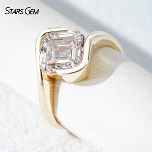 แหวนเพชรทรงแอสเชอร์ 4 กะรัต ทองคำขาว 14k จาก Starsgem ประดับเพชรเพาะเลี้ยงเจ็ดเม็ด ดีไซน์แบบ Eternity Solitaire - Product Image 4
