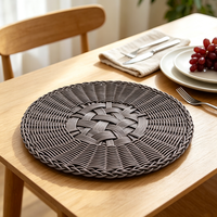 Set de table en rotin synthétique tressé gris, écologique, imperméable, facile à nettoyer, pour la décoration de la table de salle à manger et de la cuisine