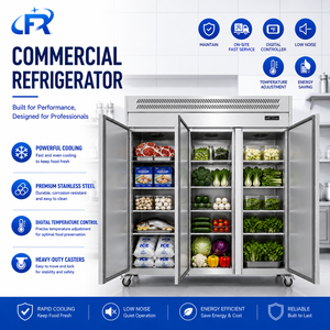Refrigerador Comercial de 3 Puertas para Cocina - Refrigerador Sólido de Acero Inoxidable Premium con Bajo Nivel de Ruido y Enfriamiento Rápido y Potente - Product Image 2