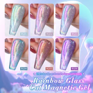 BORN PRETTY 10ml 6 Colors Double Light Cat Magnetic Uv Gel Nail Rainbow Health And Beauty Cat Eye Gel