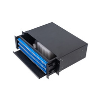 Kotak Terminal Serat Optik Tipe Drawer 12 24 48 Port Terisi Penuh Adaptor SC/FC/LC Panel Patch Serat Singlemode Multimode