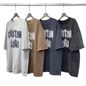 เสื้อยืดพิมพ์ลายกราฟิกแนวสตรีทแวร์ผ้าฝ้ายเฮฟวี่เวท300 GSM กรดโอเวอร์ไซส์สำหรับผู้ชายใส่ซักได้ตามต้องการ - Product Image 1