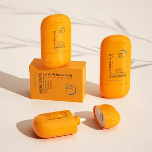 Frasco de plástico para creme protetor solar, recipiente de plástico PE para cuidados com a pele, 30ml e 50ml, design personalizado