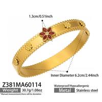 Bracelet à fermoir en verre tchèque incrusté de zircon, bracelet émail goutte d'huile, bijoux en acier inoxydable plaqué or véritable 18 carats