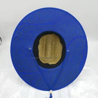 Chapeau de paille de sauveteur avec mentonnière réglable avec logo personnalisé chapeau de paille sous le bord en PVC avec patch de protection UV chapeau de plage pour hommes avec ombre d'été