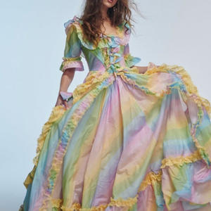 Robe longue plissée d'été colorée, personnalisée, tendance, sexy, légère, imprimé arc-en-ciel, grande taille, pour la saison estivale - Product Image 1