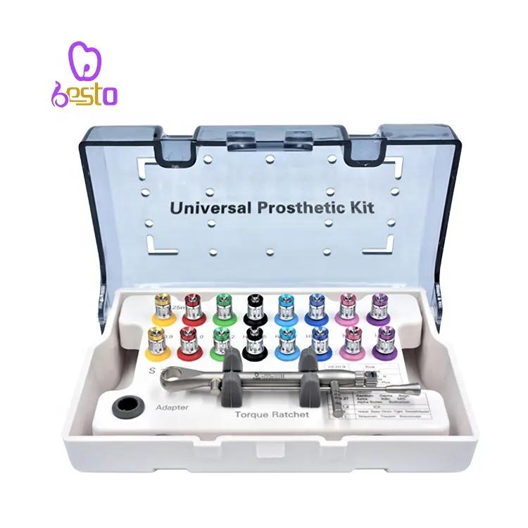 Dental Universal Implant Prosthetic Kit Screw Drivers Torque Wrench with 16 Pcs Driver Dentistry Instrument Kit for Implantology