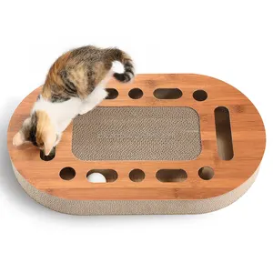 Cat Play Toy Eco friendly cartone all'ingrosso pet toy cat scratcher con palla