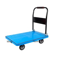 Chariots de transport industriels en plastique robuste, chariots à plateforme, chariots pliants, capacité de charge de 500 kg, quatre roues