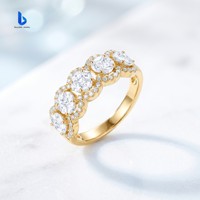 Nouvelle Arrivée Bague Empilable de Luxe en Argent Sterling S925 avec Moissanite Pavée Multi-Halo Rond pour Soirée