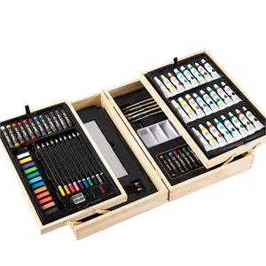 Hot-selling 85 Pcs Deluxe Art Set Pencil Pastel Wooden Case Art Set for Kids Drawing