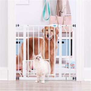TAK Porte rétractable sans perçage pour escalier Garde-corps de porte pour animaux de compagnie Métal de haute qualité + ABS Porte de sécurité Porte de jeu - Product Image 1