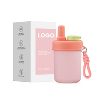 2025 Nueva taza de vacío niños aislamiento tapa resistente a derrames y pajita Flexible botella de agua personalizada vasos de acero inoxidable
