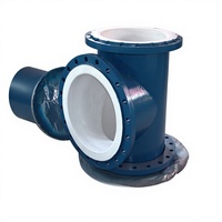 Raccord en T réducteur en PTFE avec revêtement en acier, pour transfert de fluides acides forts