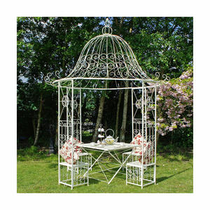 إطار جازيبو كبير فاخر مستدير من الحديد المطاوع للحدائق وحفلات الزفاف، هيكل زخرفي من الحديد المصبوب للبيع - Product Image 2