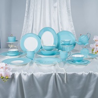 Service de table en porcelaine fine bleu or moderne de luxe P&T - Assiette de mariage personnalisable