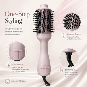 <span class=keywords><strong>Brosse</strong></span> à air chaud 3 températures 2 vitesses, <span class=keywords><strong>brosse</strong></span> coiffante en céramique avec commande <span class=keywords><strong>rotative</strong></span>, <span class=keywords><strong>brosse</strong></span> sèche-<span class=keywords><strong>cheveux</strong></span> pivotante à 360° - Product Image 1