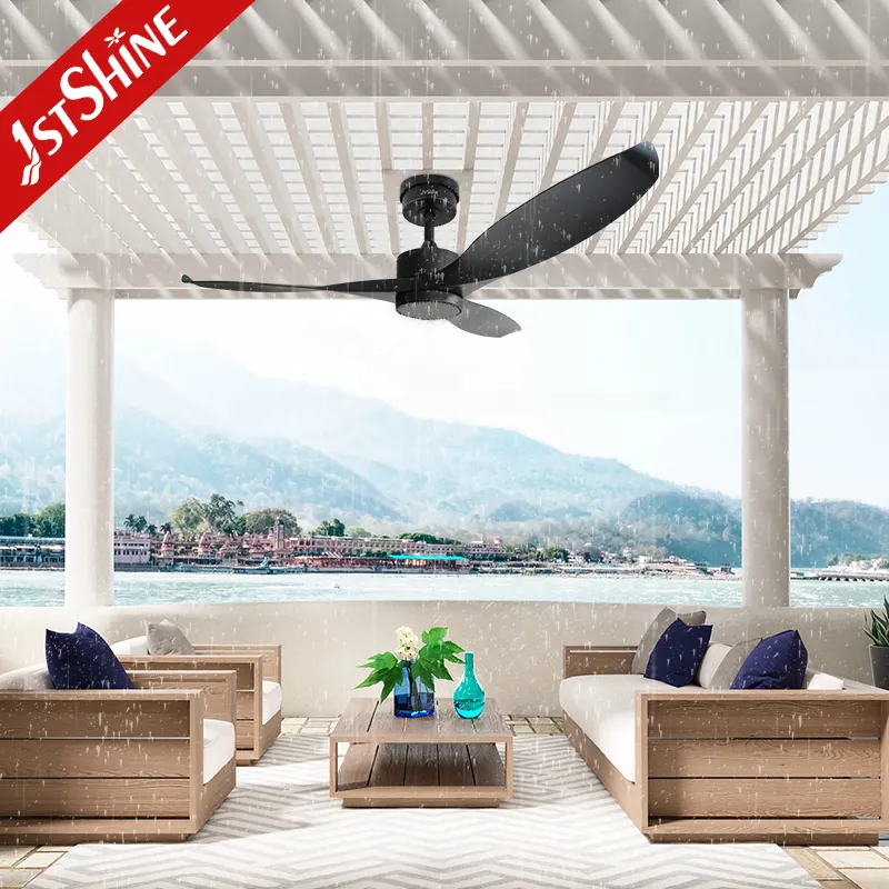 1stshine outdoor waterproof ceiling fan with light modern black fan 3 plastic blades outdoor ceiling fan