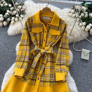 Vestido Midi Casual de Verano 2025, Estilo Inglés, Tejido Vintage, Corte en A, para Mujer, Diseño a Cuadros - Product Image 2