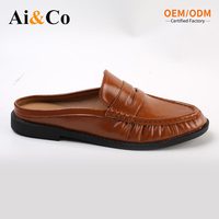 Chaussures décontractées tendance pour femmes, mules à bout plissé, sans talon, plates, antidérapantes, semelle extérieure en TPR, dessus en PU, légères et confortables