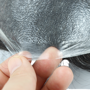 100% tupé de pelo Remy indio <span class=keywords><strong>para</strong></span> <span class=keywords><strong>hombres</strong></span> prótesis de cabello duradera 0,03mm V-Loop o Kont Skin PU <span class=keywords><strong>para</strong></span> prótesis de cabello indetectable - Product Image 1