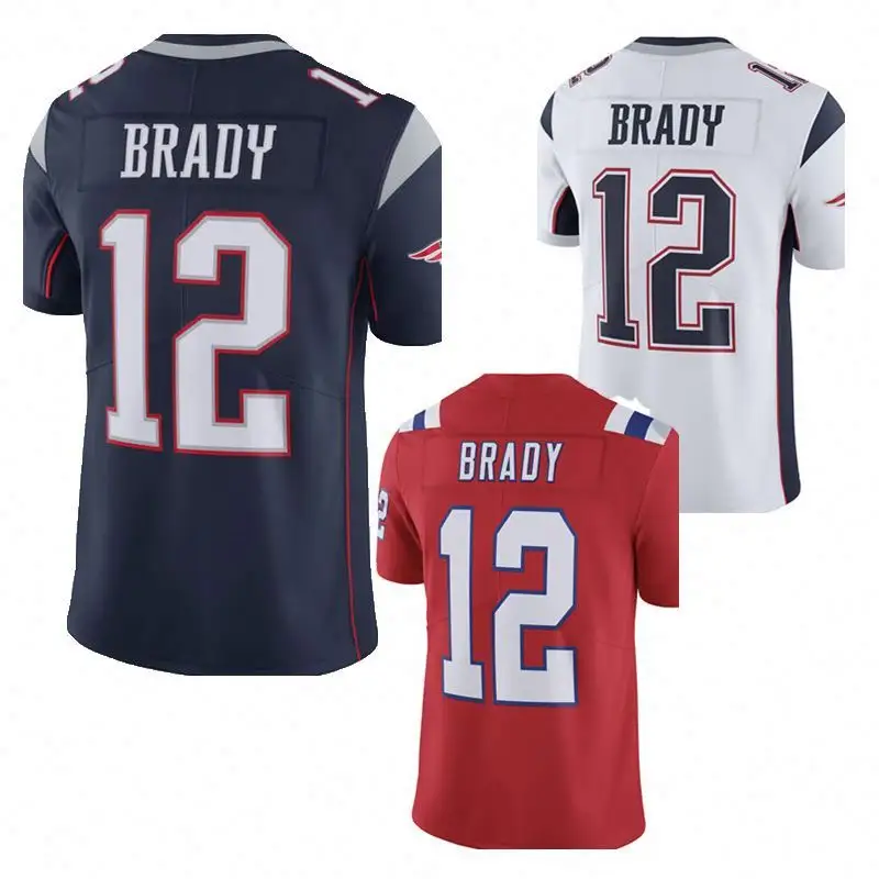 12 Kaus Tom Brady Jersey Sepak Bola Jahitan Kustom