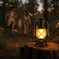 Lanterne LED rechargeable effet flamme, style vintage, lampe de camping portable en ABS, rechargeable par USB pour la randonnée