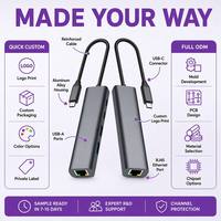 Adaptor Ethernet Hub USB 3.2 C ke RJ45 10/100/1000Mbps Akses Jaringan untuk Keyboard Mouse Kamera PC Ponsel 10Gbps Kecepatan Cepat