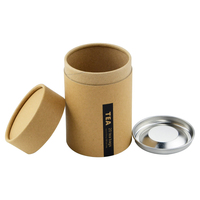 Boîtes cylindriques en carton kraft personnalisées pour l'emballage de thé, contenants en papier pour les grains de café, tube en papier avec fermeture à couvercle métallique