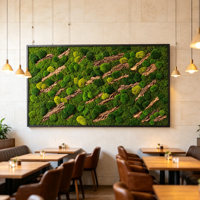 Décoration murale en mousse naturelle préservée personnalisée, panneau de mousse véritable encadré pour hall d'hôtel, bureau, commerce, décoration murale en mousse sur bois