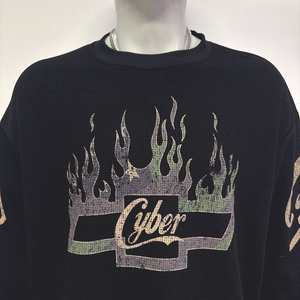 OEM nero bianco Waffle in maglia <span class=keywords><strong>termica</strong></span> manica lunga da uomo girocollo T-shirt in cotone oversize Fit - Product Image 2