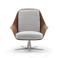 Moderner Luxus Einzel-Ledersessel Edelstahl Drehbares Design Verstellbarer Sessel Wohnzimmer Freizeitmöbel