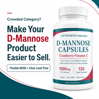 LIFEWORTH Complément Naturel pour la Santé Urinaire, Alternative aux Gummies, Capsules de D-Mannose en Poudre, 120 Unités, Sans Gluten, Santé Féminine, OEM