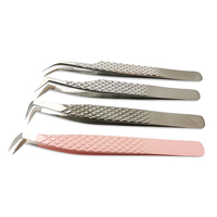 Pince à cils noire personnalisée avec embout en fibre pour extensions de cils, fabriquée au Pakistan, ensemble de pinces à cils
