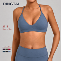 Soutien-gorge de sport Dingtai réglable à dos croisé pour femme, bonnet intégral, coussinets amovibles, bonnet moulé fin, respirant, haute élasticité