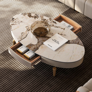Latest Design Living Room Furniture Luxury <strong>Tv</strong> <strong>Stand</strong> and Coffee Table Set <strong>Oval</strong> Coffee Table and Square <strong>TV</strong> <strong>Stand</strong> Combination - Product Image 5