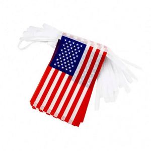Guirnalda de Banderines Personalizados con la Bandera de Estados Unidos, de Poliéster Económico, 14x21cm, Impresión Personalizada - Product Image 3