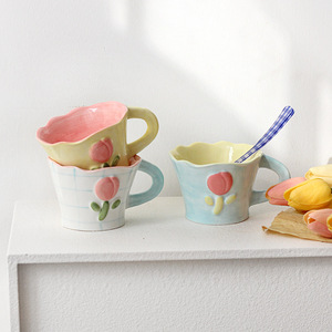 Handmade Ceramic Flower <b>Mug</b> <b>Cute</b> 200ml Cappuccino Cups Small Coffee <b>Mugs</b> for Espresso - Product Image 3