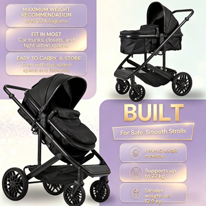 <span class=keywords><strong>Poussette</strong></span> de luxe 3 en 1 pour bébé, landau <span class=keywords><strong>2</strong></span> en 1, chariot de voyage, cadre en alliage d'aluminium, roues pivotantes à 360° - Product Image 3