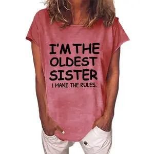 थोक कस्टम dropshipping 3D मुद्रण मैं कर रहा हूँ मध्य बहन हे गर्दन टी शर्ट महिलाओं मुद्रण बैगी के लिए लघु आस्तीन टी शर्ट