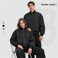 Blouson Bomber Unisexe Hydrofuge Col Montant Fermeture Éclair Manches et Ourlet Côtelés Coupe Ample Vêtement d'Extérieur Décontracté Vente en Gros