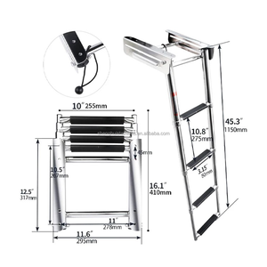 2 3 4-traps telescopische ladder voor boten, zware uitvoering, 316 roestvrij staal, 600lb draagvermogen, met schuifmontage. - Product Image 5