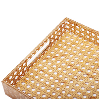 Plateau de vanité de luxe Acrylique texturé en bambou avec texture naturelle 29X21X4.2Cm Plateau en bambou moderne