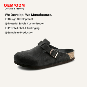 Mules sabots en daim et cuir nubuck de vache 2026, unisexe, à enfiler, sans talon, antidérapantes, confortables, faciles à porter, en stock - Product Image 1