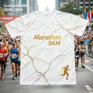 Camisetas de Running para Maratón al por Mayor, Camisetas Publicitarias con Impresión 3D, Camisetas de Poliéster con Logotipo Personalizado, Camisetas Blancas para Sublimación - Product Image 1