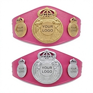 Cinturón de Campeonato de Boxeo Personalizado Huzaim Elite Sports, en Oro y Plata, de Cuero PU, Unisex, Equipo de Artes Marciales Resistente - Product Image 1